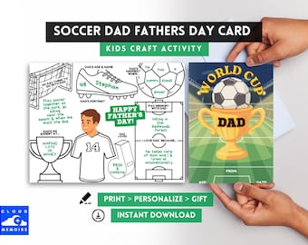 Soccer Dad Father's Day Card -  Personalized Gift from Son Daughter Kids Craft Activity (Printable PDF)