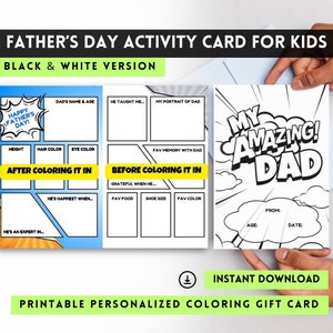 My Amazing Dad Vatertagskarte, druckbare Karte von Tochter, Comic Grußkarte, Vatertagsgeschenk, schwarz und weiß