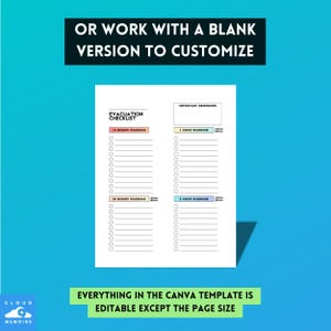Editable Evacuation Checklist Templates, Personalized Canva, Los Angeles Palisades Eaton Kenenth Fire Evacuation Checklists, For Mobile and Print Digital Download