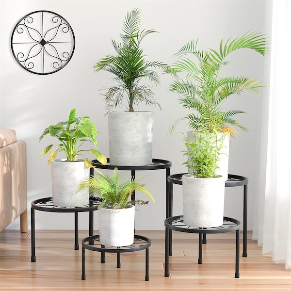 5-Pack Decent Metal Plant Stands, Heavy Duty Flower Pot Stands for Multiple Plant, Anti-Rust Iron Plant Pot Shelf, Decoration