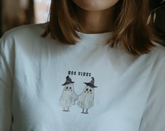Boo Vibes Shirt, lustiges Shirt, Halloween Shirt, grafische T-Shirts, lustiges Halloween Shirt, lustiges Geist Shirt, süßes Geist Shirt, Spooky Season