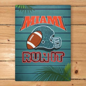 Miami Football Glass Cutting Board, Sports Kitchen Decor, Game Day Serving Tray