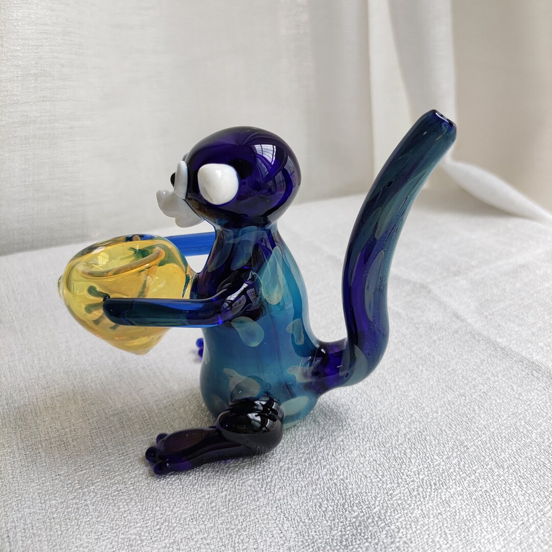 Hand Blown Monkey Unique Glass Pipes Drum Borosilicate Tobacco Etsy