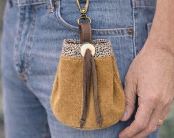 Dog Treat Pouch, Canvas Training Treat Bag, Clip On Walking Pouch, Elegant Dog Walking Accessory, Handmade Dog Trainer Bag