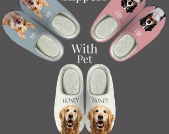 Custom Pet Photo Slippers – Personalised Dog Face Slippers, Custom Dog Gift, Pet Lover Gift, Dog Portrait Slippers, Gift For Dog Mom