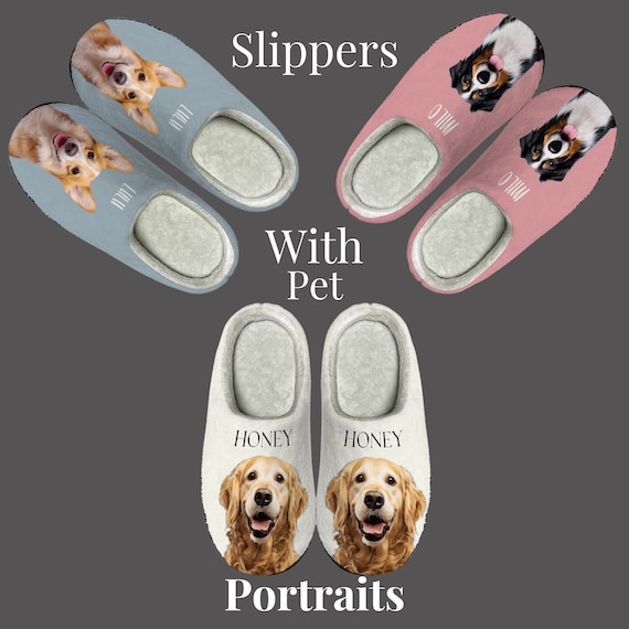 Custom Pet Photo Slippers & Pajamas – Dog Portrait PJs, Personalised Pet Face PJ Pants, Custom Pet Slippers Gift for Pet Lovers