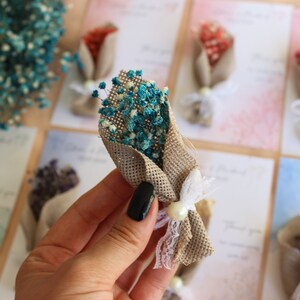 Bomboniere floreali per baby shower per ospiti, bomboniere rustiche per battesimo, bouquet di fiori secchi, regalo di comunione, bomboniere per il primo compleanno