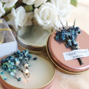 Bomboniere floreali per candele per baby shower per gli ospiti, bomboniere rustiche per battesimo, bouquet di fiori secchi, regalo di comunione, bomboniere per il primo compleanno