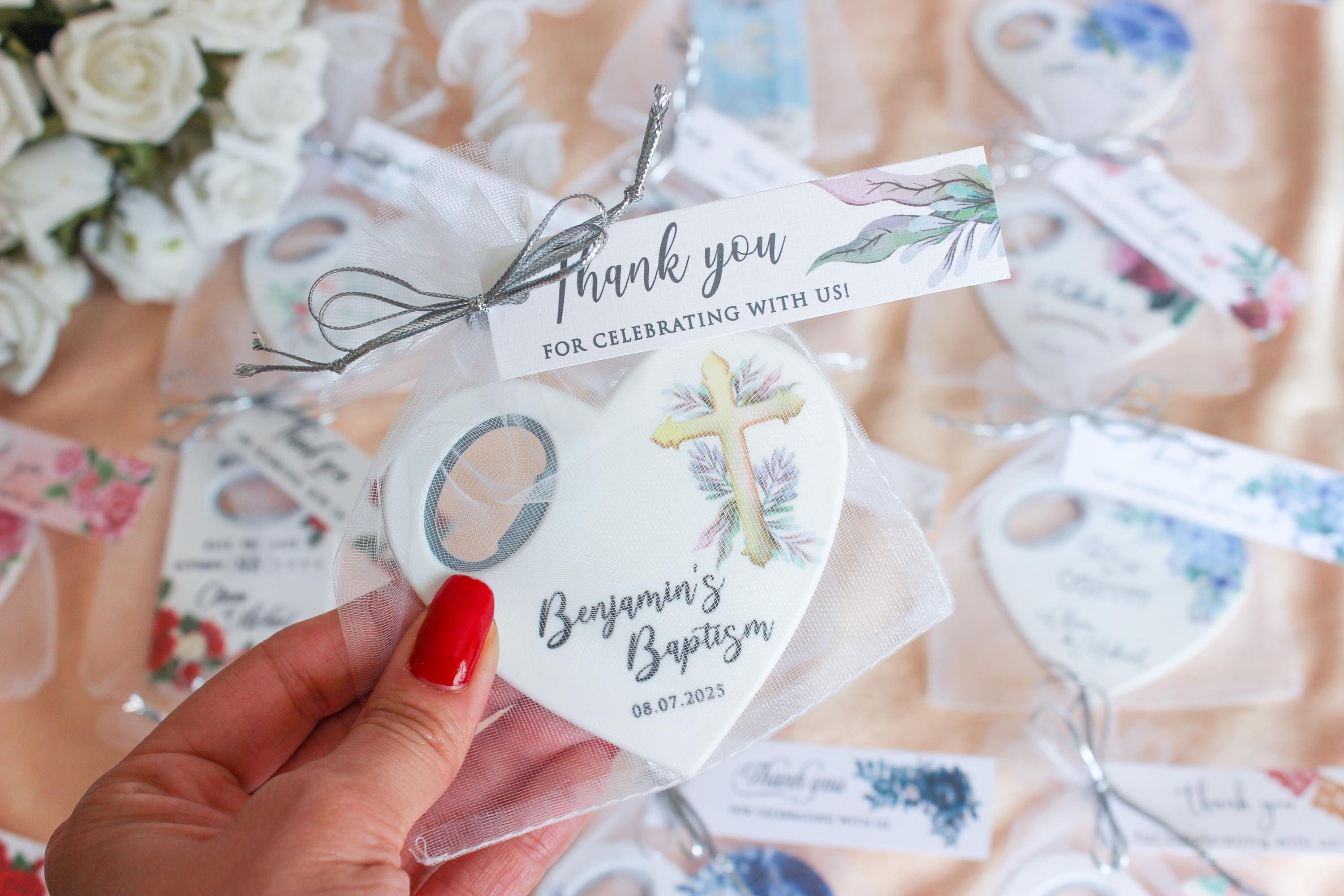Custom Magnet Bottle Opener Baptism Favors - Personalized Keepsake for Guests