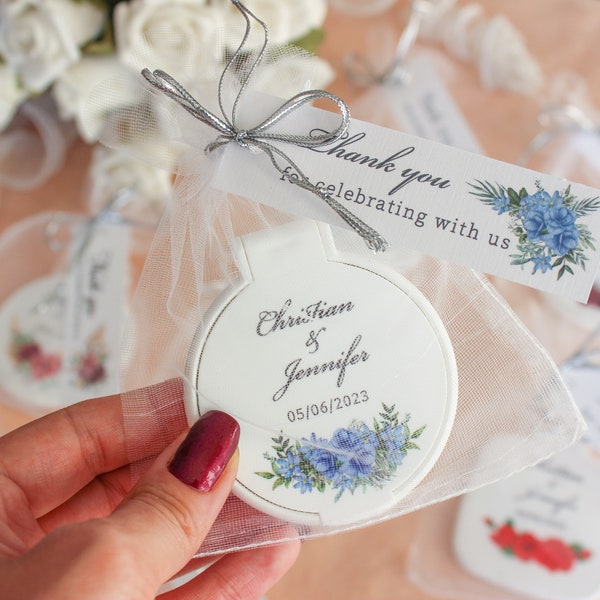 Bridal Shower Pocket Mirror, Wedding Favors, Personalized Bridesmaid Gift, Compact Mini Mirror for Guests, Makeup Mirror, Bridal party gift