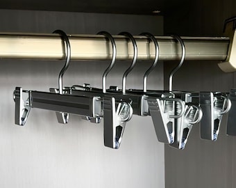 Aluminum Pants Hangers with Adjustable Non-Slip Clips (5/10 PCS)
