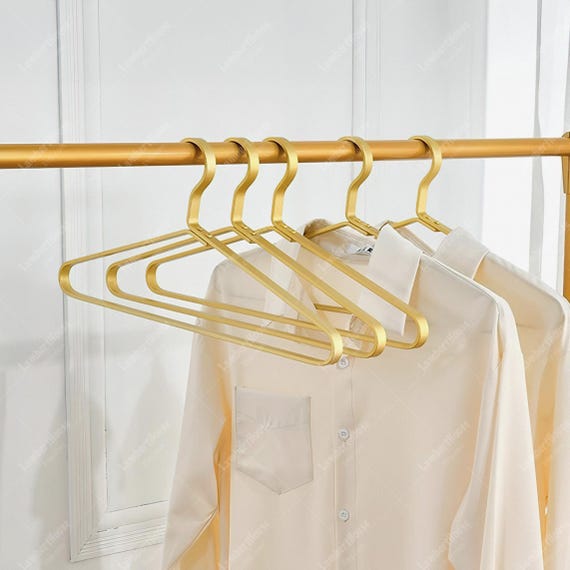 Grucce in alluminio opaco dorato, confezione da 10, 41,5 cm, extra smooth&Durable metallo camicia appendiabiti, in lega di alluminio, supporto per vestiti, appendere vestiti
