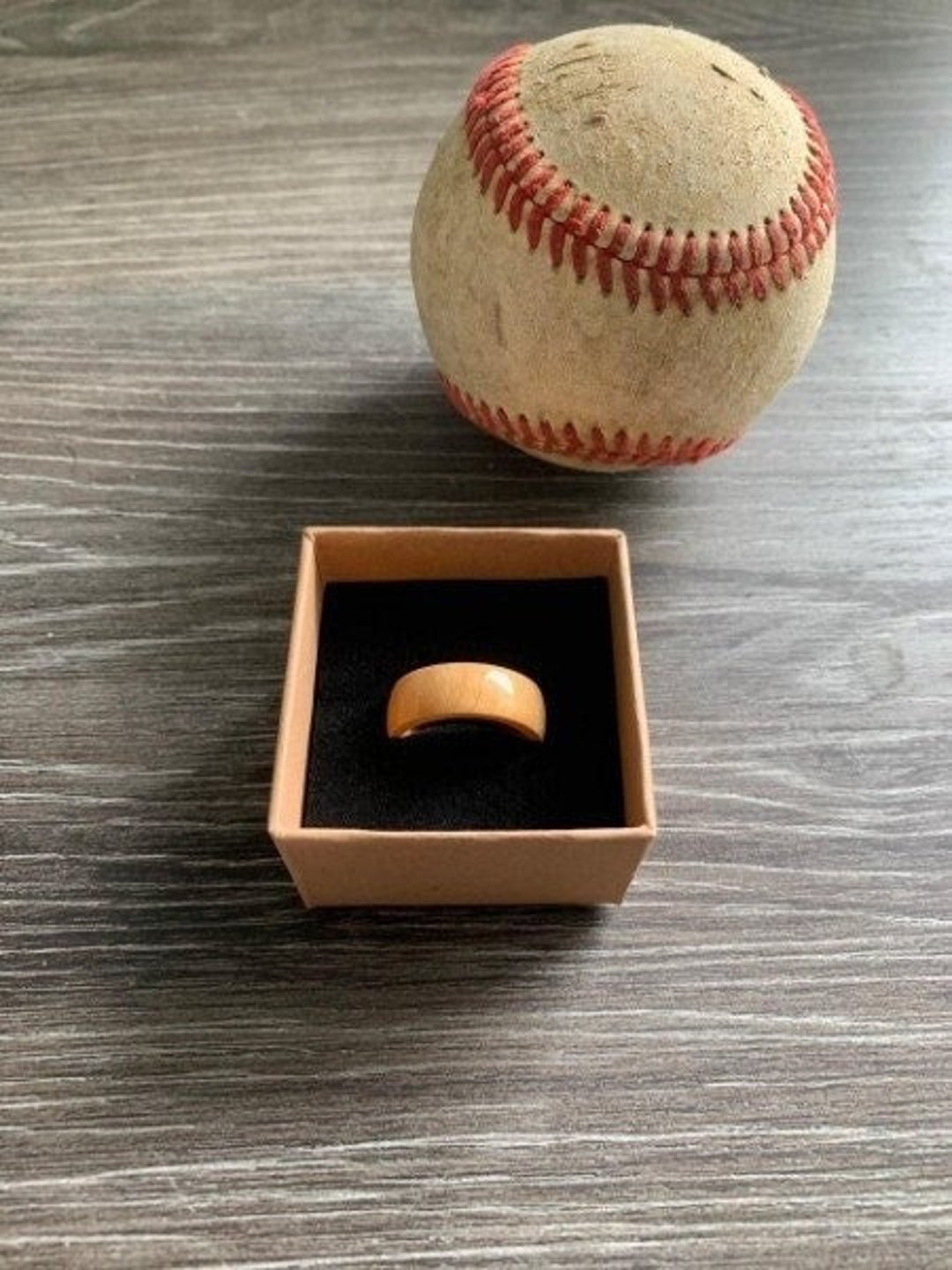 Natural Wood Baseball Bat Ring Etsy