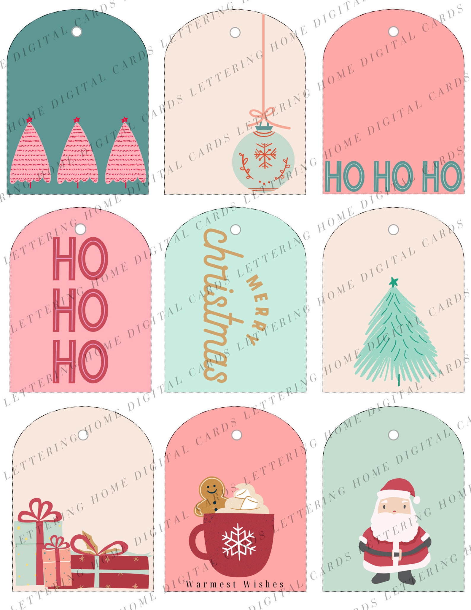 Printable Pink Christmas Gift Tags Pink Printable Christmas - Etsy