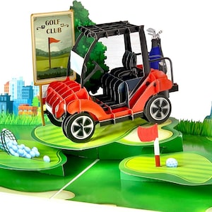 FIle CDR Digital Golf Car with Lover Birthday Pop Up Card