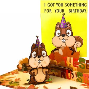 File Digital Pop Up Card Happy Birthday Funny Brown Squirrel
