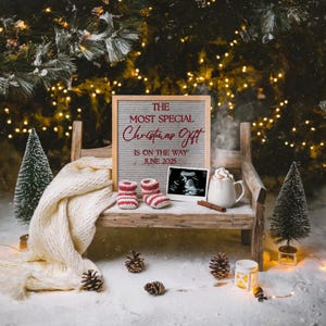 Faire-part de grossesse de Noël pour les réseaux sociaux, Faire-part de grossesse selon le sexe du bébé Faire-part de grossesse du Nouvel An, bébé 2025