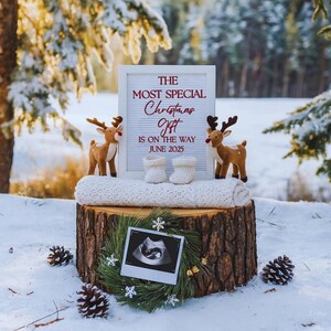 Faire-part de grossesse numérique de Noël Faire-part de bébé de décembre Révéler un bébé simple neutre, modèle modifiable Faire-part de grossesse pour les fêtes