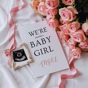 EDITABLE Floral Pregnancy Announcement | Easter Pregnancy Announcement | Digital Baby Announcement | Gender Reveal It&#39;s a Girl Baby