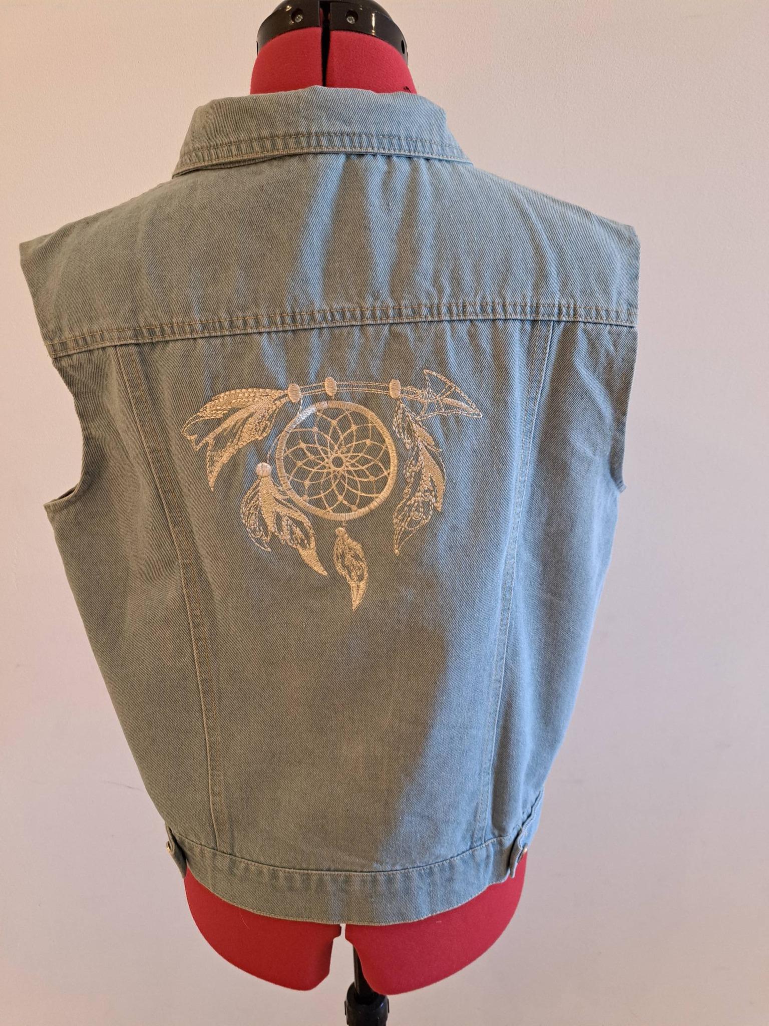 Caziffer Gilet Brodé Femme Sans Manches Léger - Chic Décontracté Broderie Florale Ouvert Devant