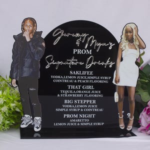 Menu de bar de acrílico com foto personalizada com fotos grandes/múltiplas Placa de bebida, coquetéis personalizados, placa de bebida exclusiva CASAMENTO, ANIVERSÁRIO