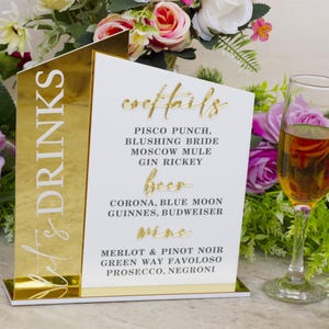 Cardápio de bar com fotos grandes/múltiplas Placa de bebida, coquetéis personalizados, placa de bebida exclusiva CASAMENTO, ANIVERSÁRIO