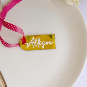 Tarjeta de lugar, Tarjeta de lugar con nombre de acrílico, Tarjeta de lugar con nombre de invitado, Tarjeta de lugar para la mesa de la cena, Tarjeta de lugar para la mesa de la cena