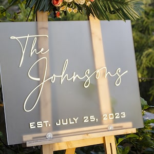 Personalized Welcome Sign, Last Name Welcome Sign, Modern Calligraphy Wedding Sign, Acrylic Welcome Sign, Modern 3D Wedding Decor