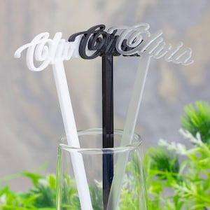 Bastoncini per mescolare i drink per matrimoni, bastoncini per mescolare i cocktail in acrilico, bastoncini per mescolare, ciondolo, nome degli ospiti/nome della coppia/simbolo. Ottimi per le feste.
