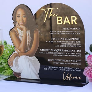 Benutzerdefinierte Foto Acryl Bar Menü mit großem / mehreren Fotos Trinkschild, Benutzerdefinierte Cocktails, Signature Drink Schild HOCHZEIT, GEBURTSTAG
