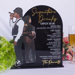 Benutzerdefinierte Foto Acryl Bar Menü mit großen / mehrere Fotos Trinkschild, Benutzerdefinierte Cocktails, Signature Drink Schild HOCHZEIT, GEBURTSTAG, Babyparty