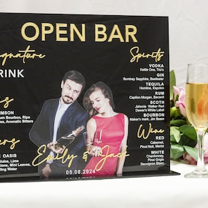 Benutzerdefinierte Foto Acryl Bar Menü mit großem / mehreren Fotos Trinkschild, Benutzerdefinierte Cocktails, Signature Drink Schild HOCHZEIT, GEBURTSTAG