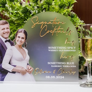 Benutzerdefinierte Foto Acryl Bar Menü mit großem / mehreren Fotos Trinkschild, Benutzerdefinierte Cocktails, Signature Drink Schild HOCHZEIT, GEBURTSTAG