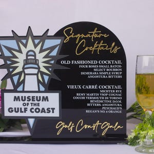 Menu de bar de acrílico com foto personalizada com fotos grandes/múltiplas Placa de bebida, coquetéis personalizados, placa de bebida exclusiva CASAMENTO, ANIVERSÁRIO