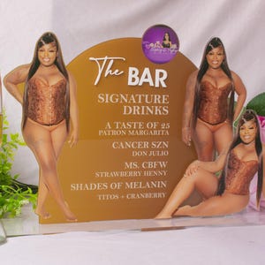 Menu de bar de acrílico com foto personalizada com fotos grandes/múltiplas Placa de bebida, coquetéis personalizados, placa de bebida exclusiva CASAMENTO, ANIVERSÁRIO