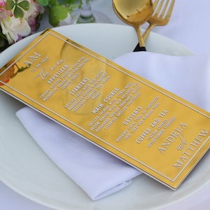 Menükarte aus Acryl, Hochzeitsmenü, Menükarte aus Acryl Hochzeit, Menükarte aus Acryl, Hochzeitskarte aus Acryl, Menükarte Gold, Menükarte Silber, Menükarte Schwarz, Menükarte Frosted