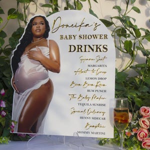 Menu de bar de acrílico com foto personalizada com fotos grandes/múltiplas Placa de bebida, coquetéis personalizados, placa de bebida exclusiva CASAMENTO, ANIVERSÁRIO, chá de bebê