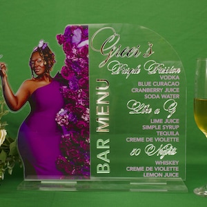 Benutzerdefinierte Foto Acryl Bar Menü mit großem / mehreren Fotos Trinkschild, Benutzerdefinierte Cocktails, Signature Drink Schild HOCHZEIT, GEBURTSTAG