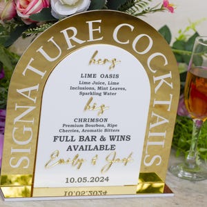 Cardápio de bar em acrílico com fotos grandes/múltiplas Placa de bebidas, coquetéis personalizados, placa de bebidas exclusiva para CASAMENTO, ANIVERSÁRIO