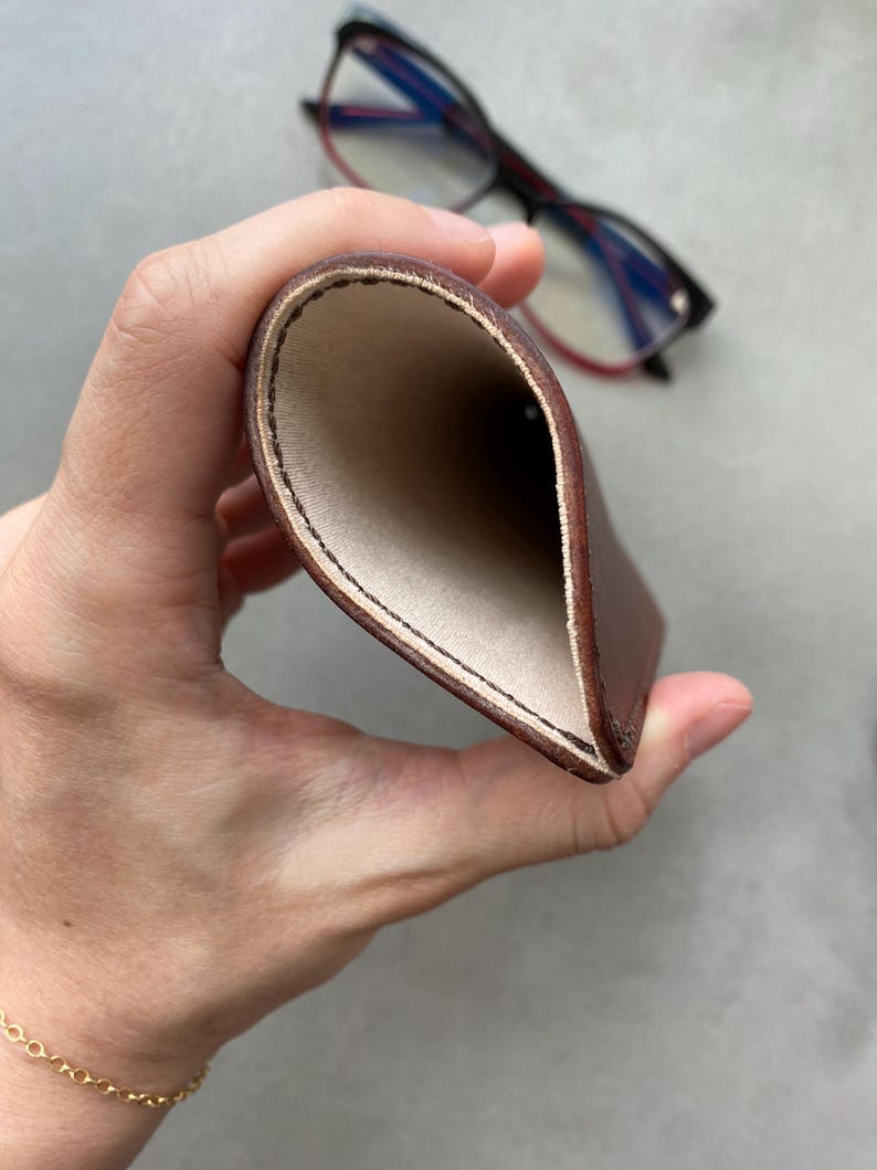 Leather Eyeglass Case Microfiber Lined Sunglasses Cover Reading Glasses Sleeve Eyewear Soft Case Sunglasses Case Glasses Case Made in USA image 3