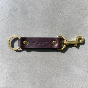 Leather keychain key fob solid brass key ring wedding gift key holder custom trigger snap colors hand made USA personalized best gift