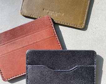 Leather Card Holder Made With Premium Pennsylvanian Bridle Leather Simple Wallet with Burnished and Dyed Edges Made in USA by Hand