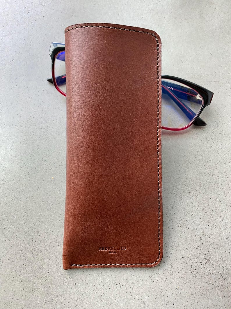 Leather Eyeglass Case Microfiber Lined Sunglasses Cover Reading Glasses Sleeve Eyewear Soft Case Sunglasses Case Glasses Case Made in USA image 5