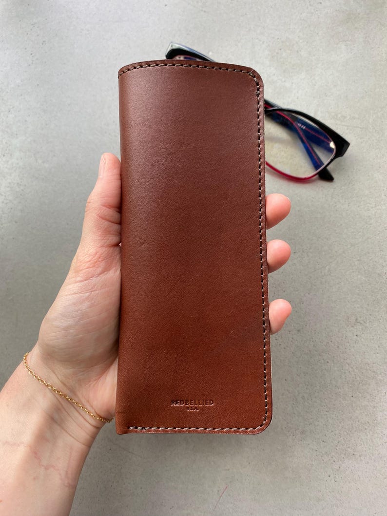 Leather Eyeglass Case Microfiber Lined Sunglasses Cover Reading Glasses Sleeve Eyewear Soft Case Sunglasses Case Glasses Case Made in USA image 2