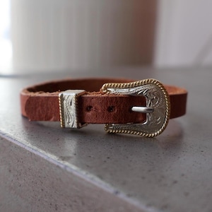 Leather Cat Collar Cowboy Cat Collar Cowboy Buckle Cat Collar American Harness Leather Cat Collar Western Cat Collar Hermann Oak Cat Collar