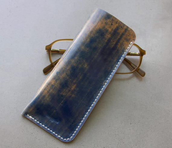 Shell Cordovan Leather Eyeglass Case Sunglasses Cover Reading Glasses Sleeve Full Grain Leather Case Italian Leather Eyewear Case Soft