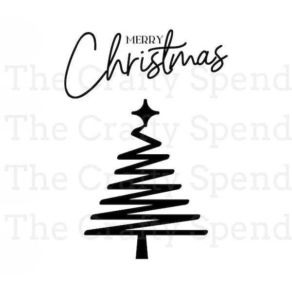 Christmas Tree SVG, instant digital download, SVG file, black and white, monochrome, Cricut