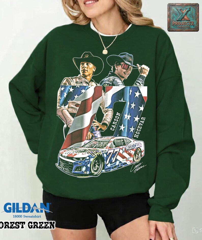 Carson Hocevar Comfort Colors Shirt, NASCAR Cup Series Graphic Tee, Number 77 Race Car T-Shirt, Vintage Motorsports Fan Gift Tee image 15