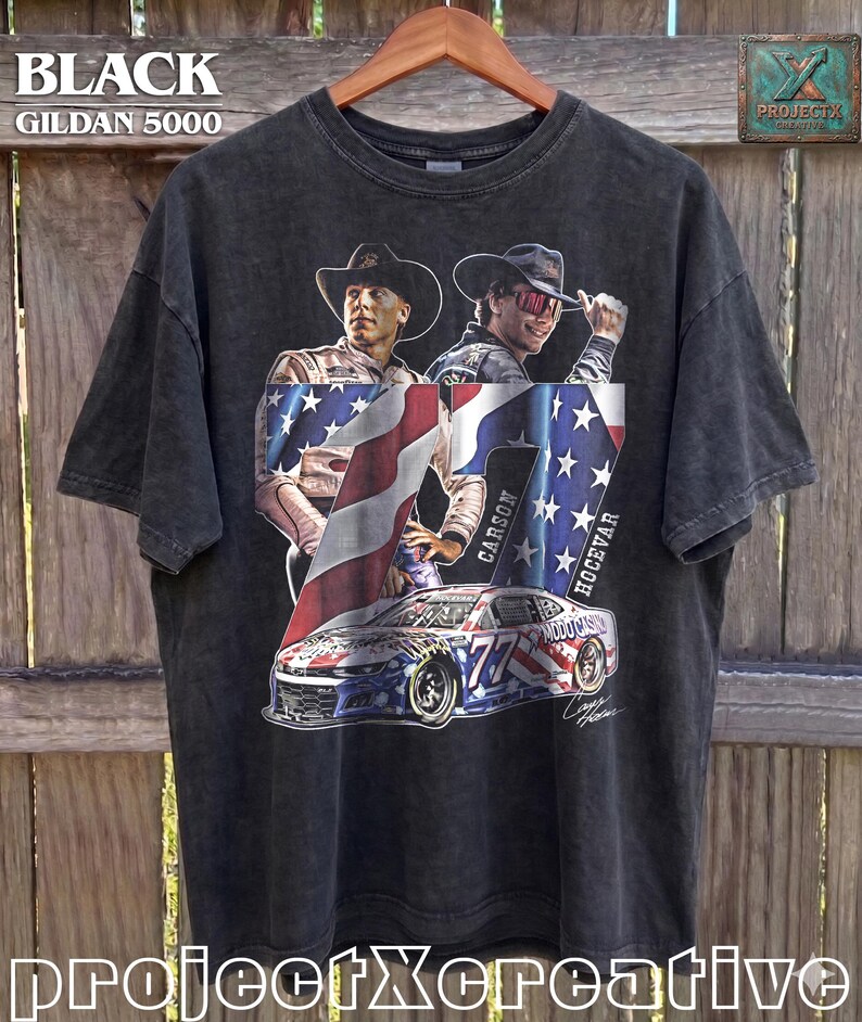 Carson Hocevar Comfort Colors Shirt, NASCAR Cup Series Graphic Tee, Number 77 Race Car T-Shirt, Vintage Motorsports Fan Gift Tee image 8