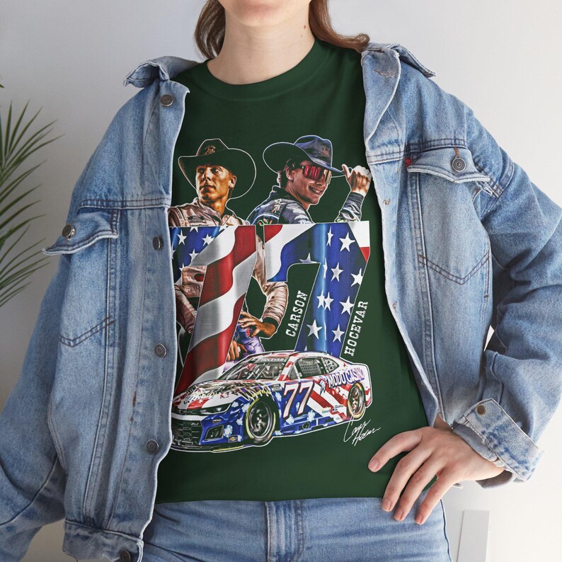 Carson Hocevar Comfort Colors Shirt, NASCAR Cup Series Graphic Tee, Number 77 Race Car T-Shirt, Vintage Motorsports Fan Gift Tee image 10